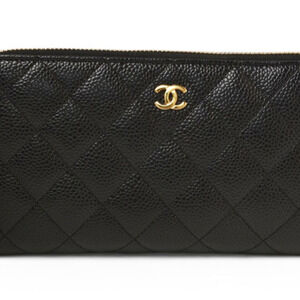 CHANEL Authentic Black Caviar Leather Wallet